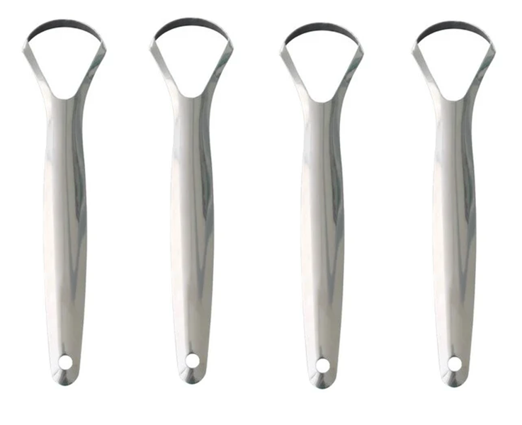 Stainless Steel Surgical Grade Tongue Scrapper Family Pack - 4 Piece
