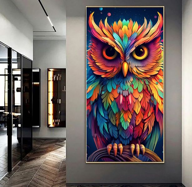 Canvas Wall Art - Rainbow Owl - 0812