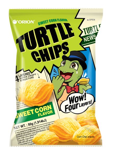 Orion Turtle Chips Sweet Corn 80g x 3 Packets