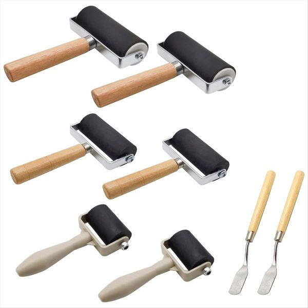 8 Pack Rubber Roller - with 3 Size for Printmaking Compatible with None