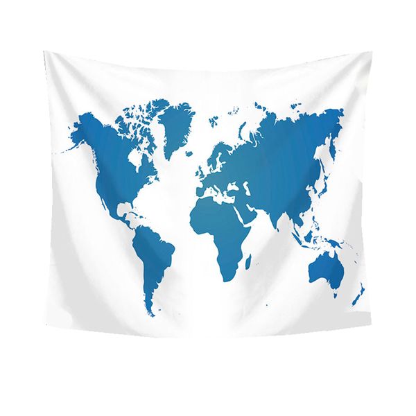 Blue World Map Hanging Tapestry for Home D cor