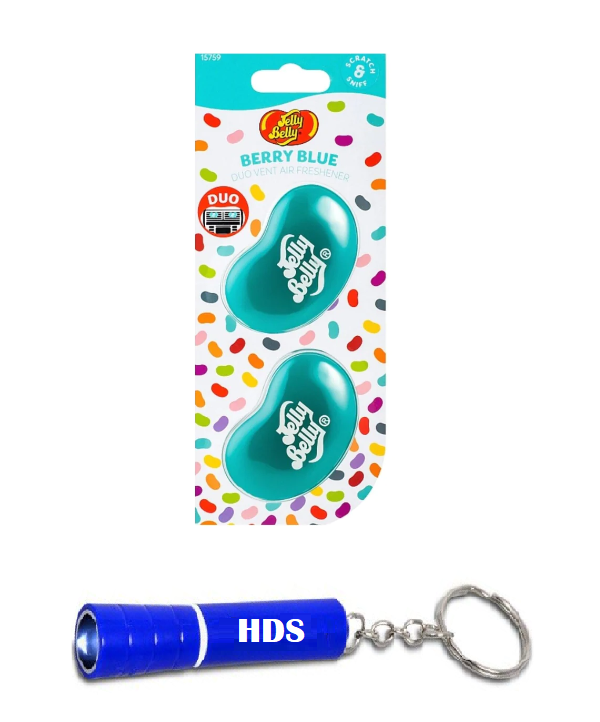 Jelly Belly Air Freshener Duo Mini Berry Blue with HDS Branded Torch