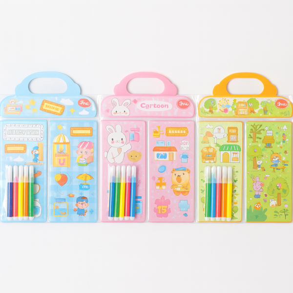 Stationery Set-4 Sheet Of Drawing Paper,5 Watercolor Pens-15 Puzzle,36 Pcs