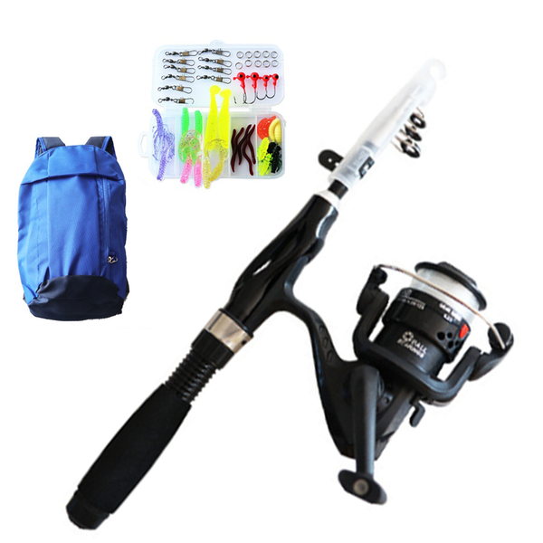 Kids Telescopic Fishing Rod Mini Fishing Pole with Reel and Bait Box