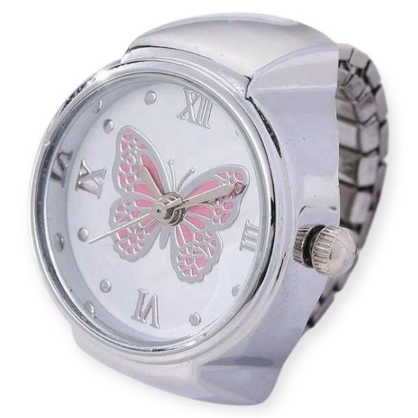 Silver Butterfly Ring Watch - Elegance Meets Functionality