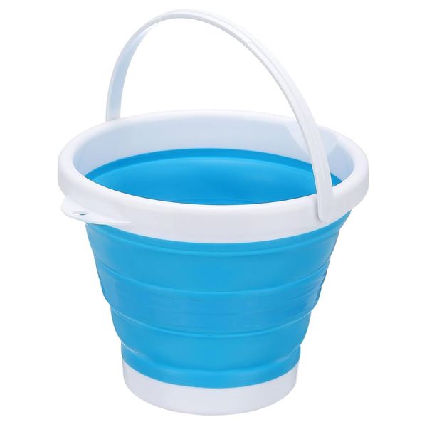 Collapsible Bucket for Campground Foldable Hangable 10L -Blue