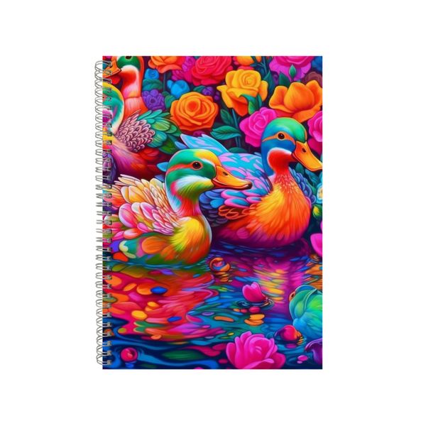 Duck Roses And Peonies Rainbow Neon Notebook Gift Idea A4 Notepad Pad 74