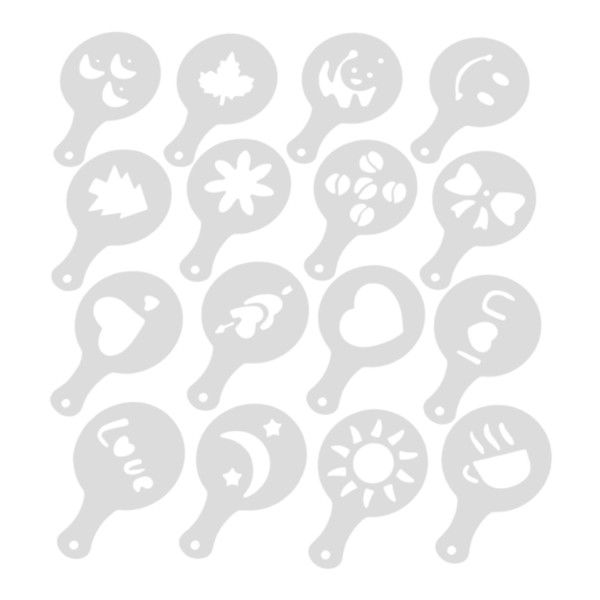 16 Piece - Stencil Set For Coffee &amp; Latte - White