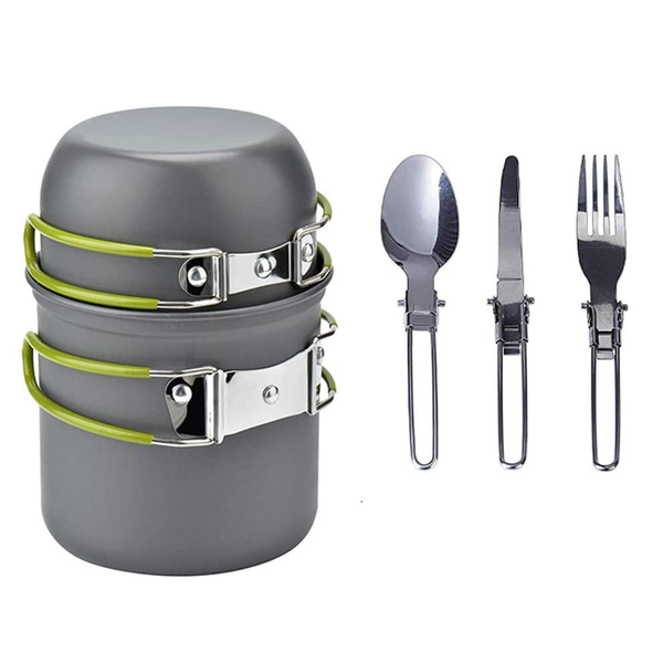 Outdoor Camping Pot Cooking Set for 1-2 People with Storage Bag