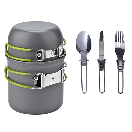 Outdoor Camping Pot Cooking Set for 1 2 People with Storage Bag