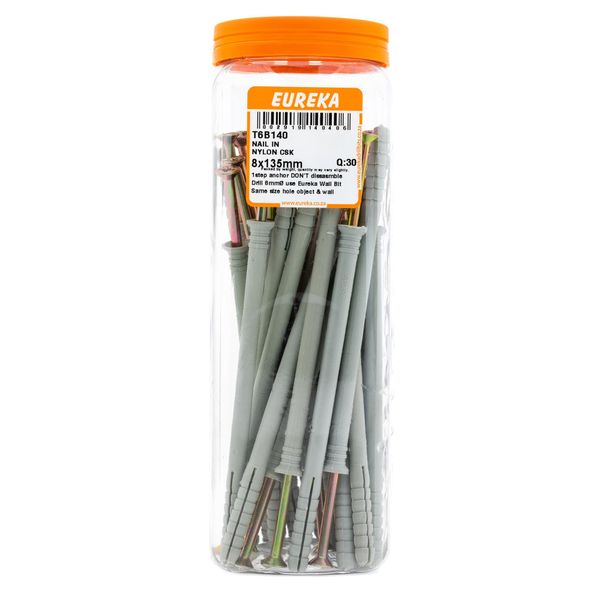 EUREKA Nail-In Anchor Nylon Countersunk 8 x 135mm Q:30 T6B140