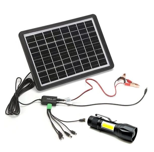 Portable Multifunction Solar Panel With Mini Flashlight - 15W