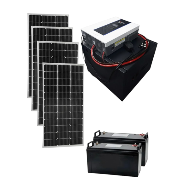 Off-Grid Solar Kit 4x100W Panels 3KW Hybrid Inverter 2x100Ah Lithium