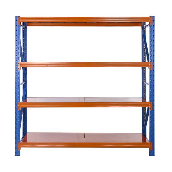 Heavy-Duty 4-Level Industrial Steel Storage Shelving Unit - Blue/Orange