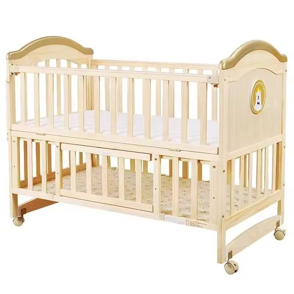 Toddler Bed Solid Wood No Paint Multi-Functional Cradle Baby Crib Cot