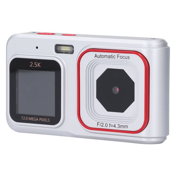 Digital Camera 72MP, 2.5K, Dual Screen, 16X Zoom, AF, For Travel, Silver