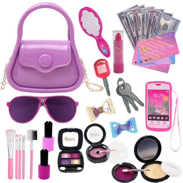 33Pcs Girls Pretend Makeup Kit with Handbag Non Toxic Cosmetics Kit