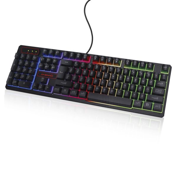 Wired colored light keyboard, suitable for esports games and office use.