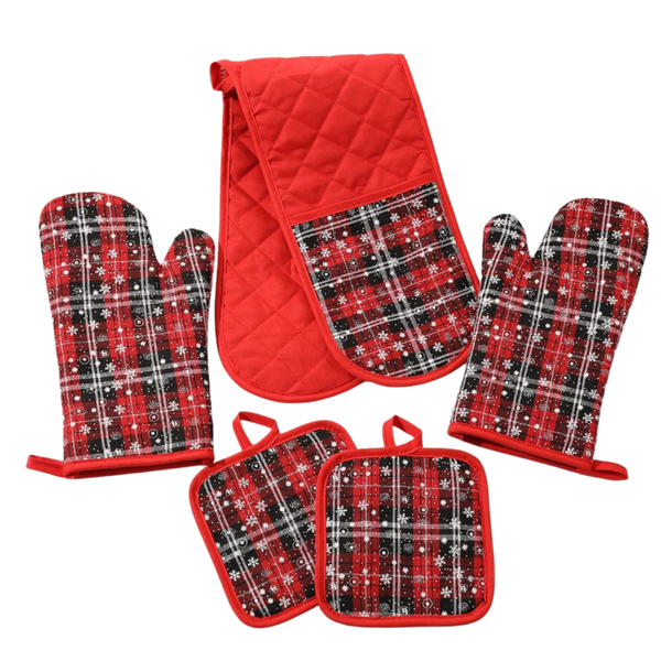 Pot Holder, Oven Mitt, Pad Set 5 Piece
