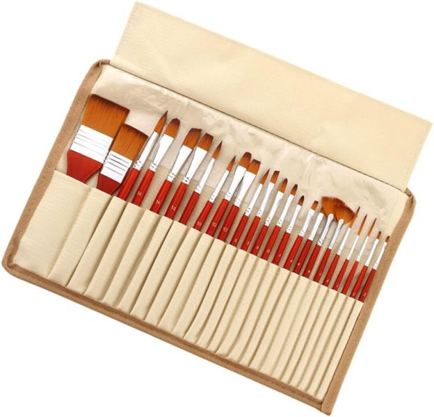 24Pcs Dual Color Nylon Brush Versatile Watercolor and Gouache Painting