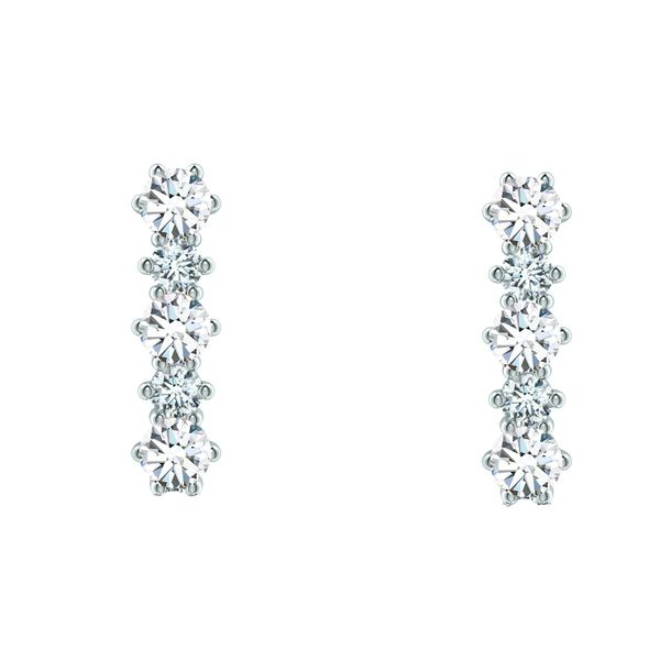 Civetta Spark Vertical Bar Studs-With Swarovski Clear Crystal Gold