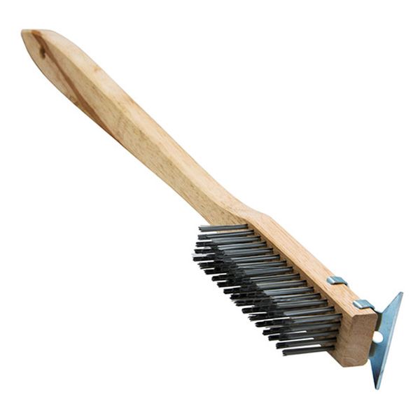 Regent Wooden Wire Brush With Griddle Scraper - 520X75X60mm