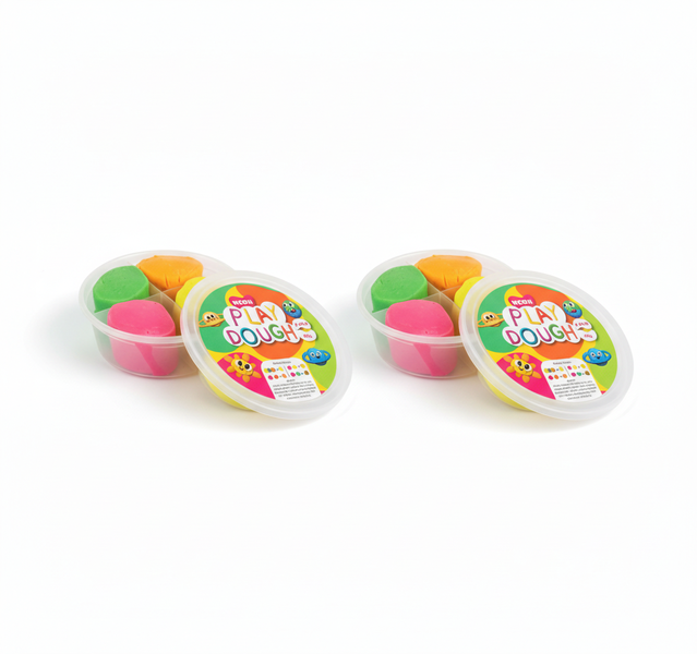 Edu Play Dough Neon 60g 4 Piece Tub - 2 Pack