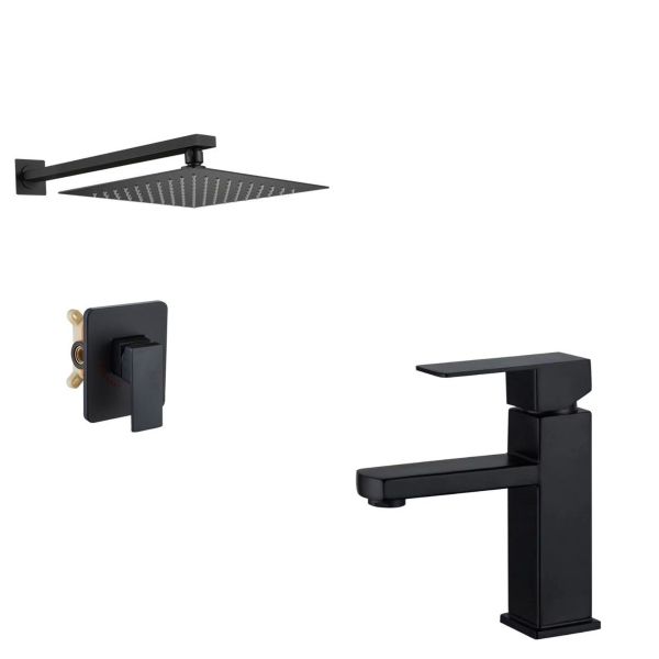 Rainbow House 20cm Square Style Shower Set With Basin Mixer