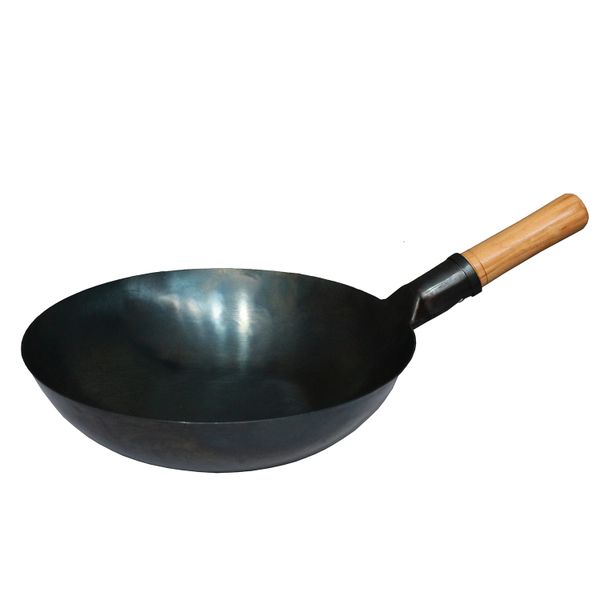HouzeComfort Traditional Hammered Chinese Stir Fry Wok with Spatula - 36cm