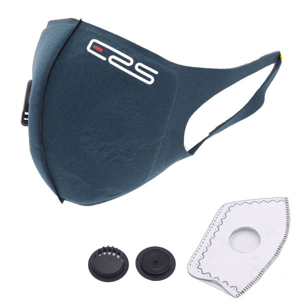 Second Wave ERS Sponge Face Mask with Removable Filter and Valve - Navy