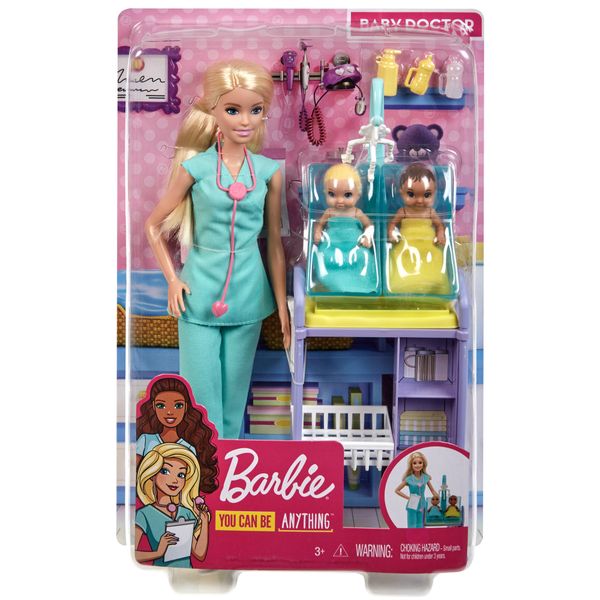 Barbie Baby Doctor Playset with Blonde Doll, 2 Infant Dolls, Toy Pieces