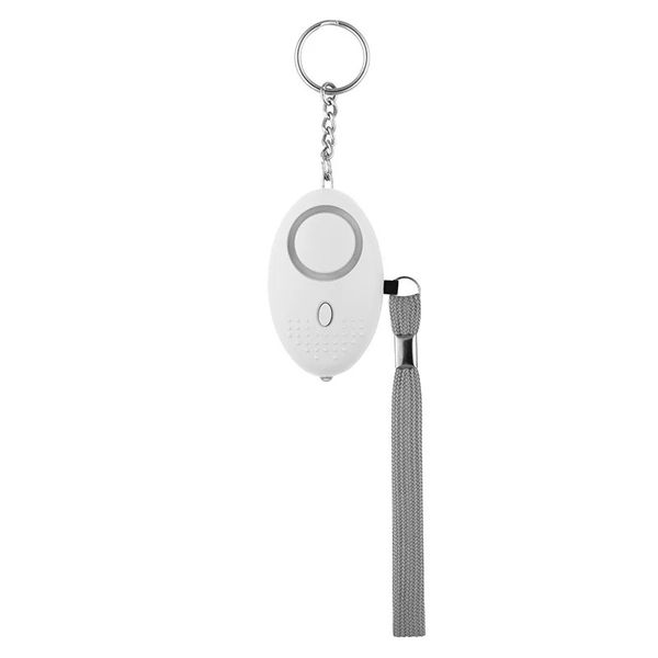 White Emergency Personal 140db Alarm With LED Light Keychain