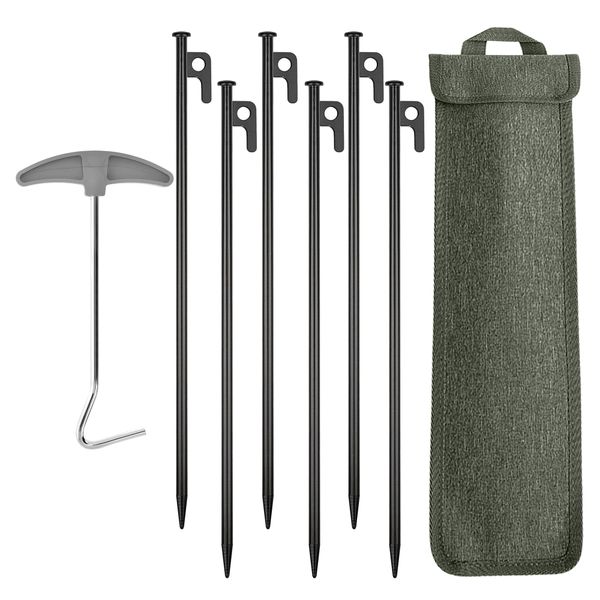 Camping Canopy Tent Pegs &amp; Peg Puller 8 pieces Set -20cm