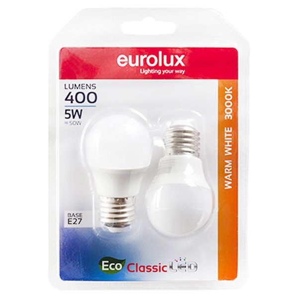 Eurolux Golfball Core E27 LED 5w 3000K Blister Twin