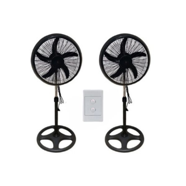 Pack of 2 - 18 Inch Black Energy Saving Fan With 2 Lever Wall Switch