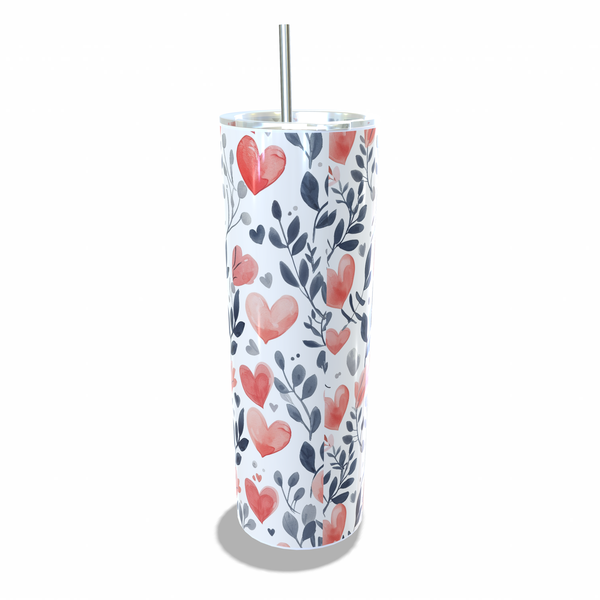 Hearts with Leaves 0.6L SkinnyTravel Tumbler