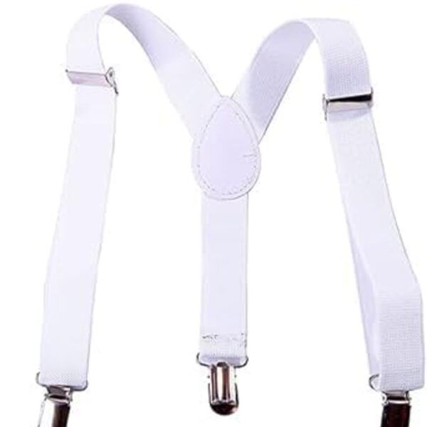 White Kids Suspenders and Bow Tie Set
