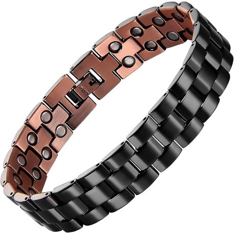 Men's Copper Health Bracelet with Double Row of Magnets Image