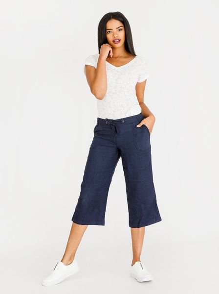 Women's Edit Capri Linen Blend Pants Navy
