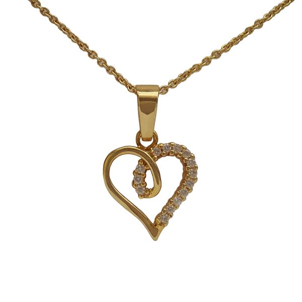 Miss Jewels - Yellow Gold Plated CZ Heart Pendant with Necklace