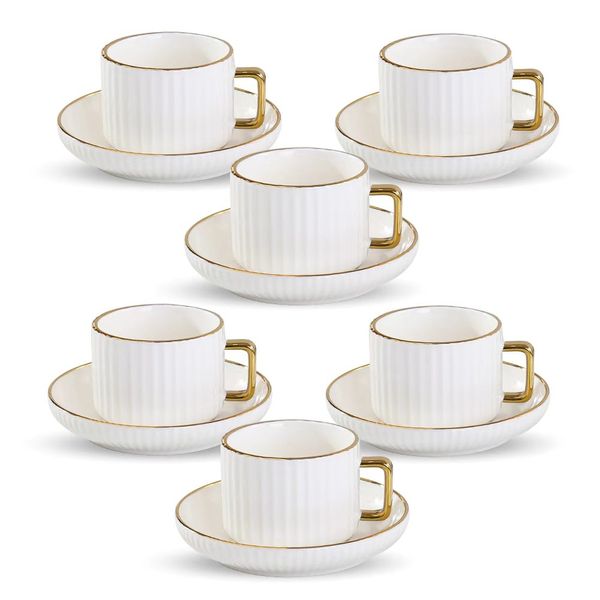12 Piece Stripes Cup And Saucer Set 200ml