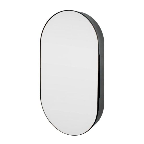 Sleek Oval Design Wall Mirror - 40 x 60cm - Black