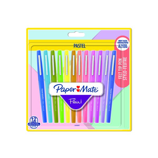 PAPER MATE Flair Pastel Medium 0.7mm 12 Assorted Markers