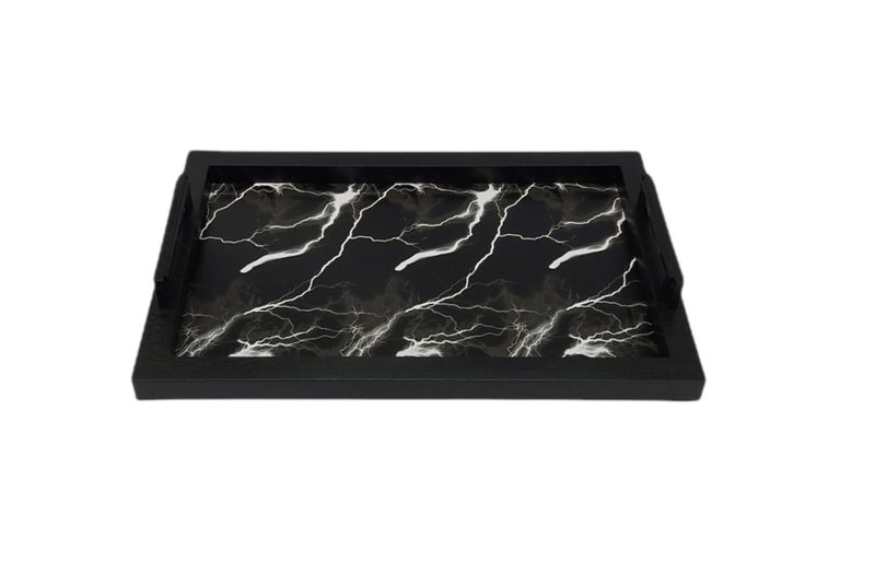 Plastic Fancy Tray - Black and White