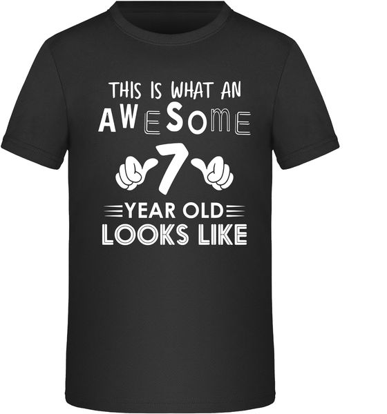 This Is What An Awesome 7-Year-Old Looks Like 7th Birthday T-shirt-BLACK