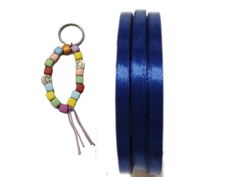 BEAD COOL- Satin Ribbon-6mm width - Navy-Bows and Wrapping- 60m +1 Key Ring
