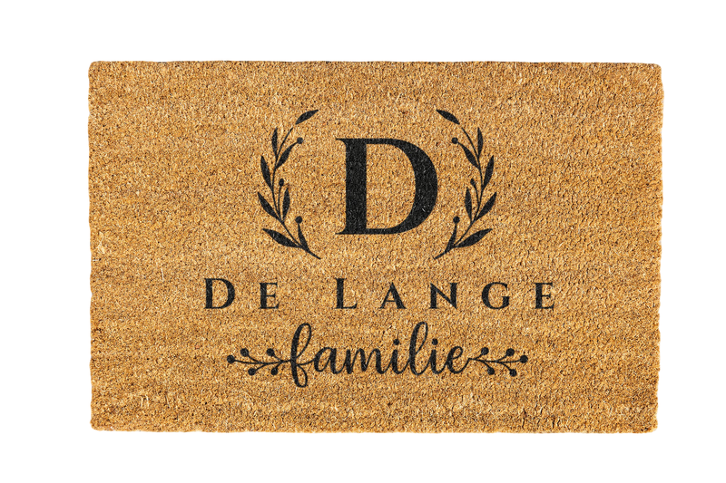 De Lange Coir Doormat - Family Name Design Handcrafted Welcome Mat