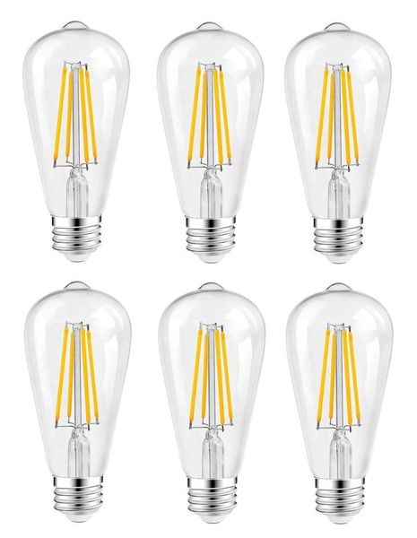 E27 LED Filament Bulb ST64 4W - 6 Pack Cool White