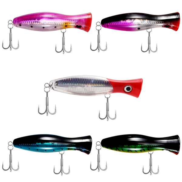 Surface Fishing Lures - Popper - Fishing Pack 5 Pcs-12 5Cm &amp;40 Grams
