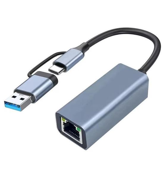 PTech USB3.0 &amp; Type-C to Ethernet RJ45 1000 Mbps Wired Network Adapter